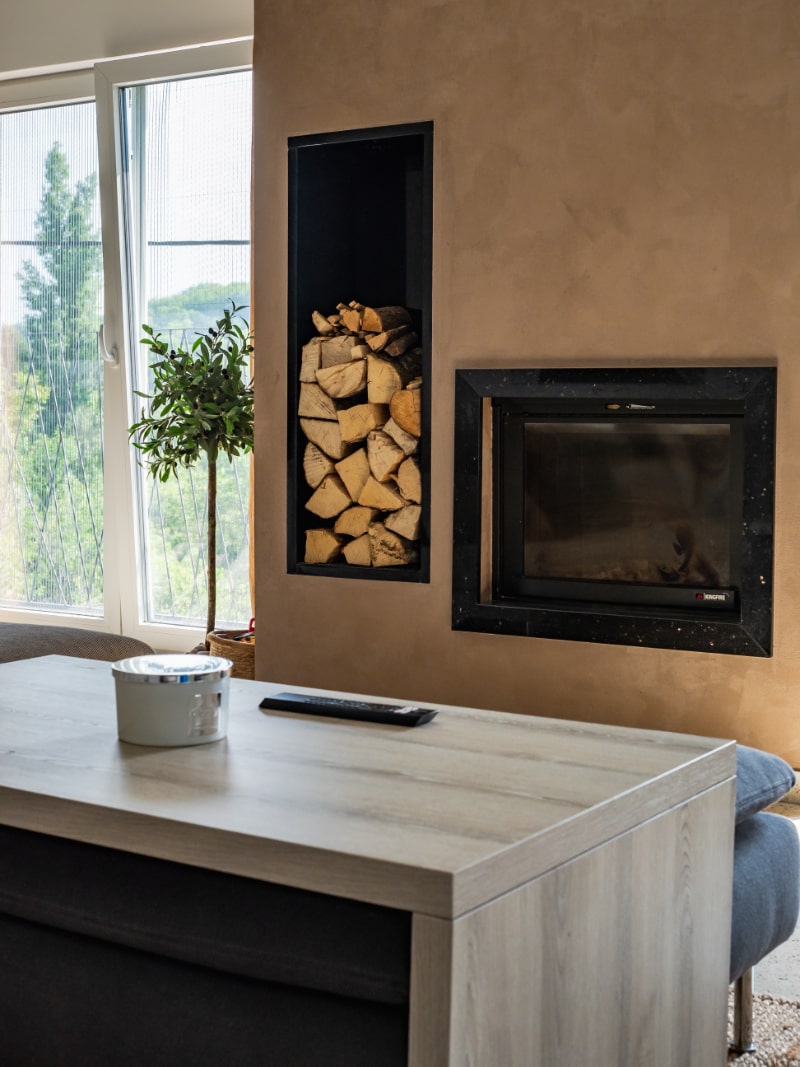 Living room with fireplace