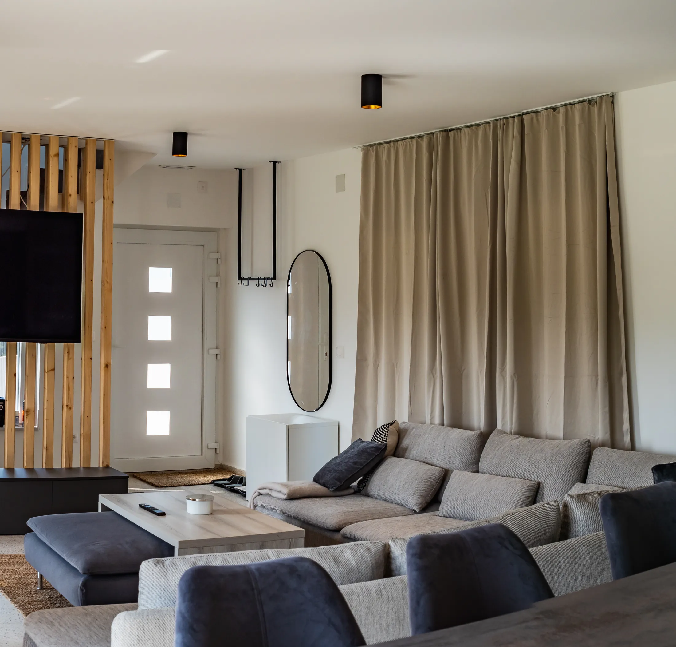 Kitchen and living room panorama